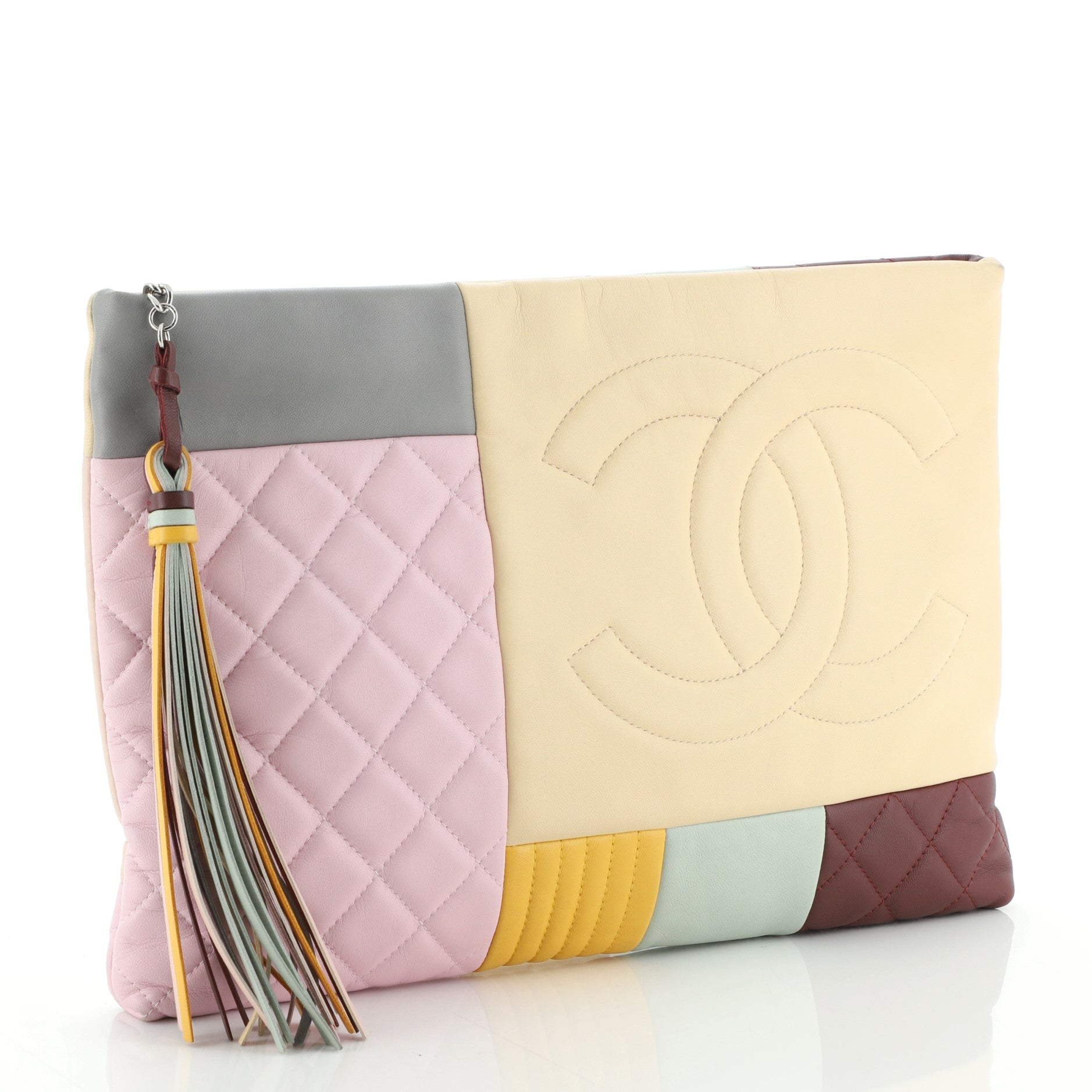 O Case Clutch Colorblock Leather Large