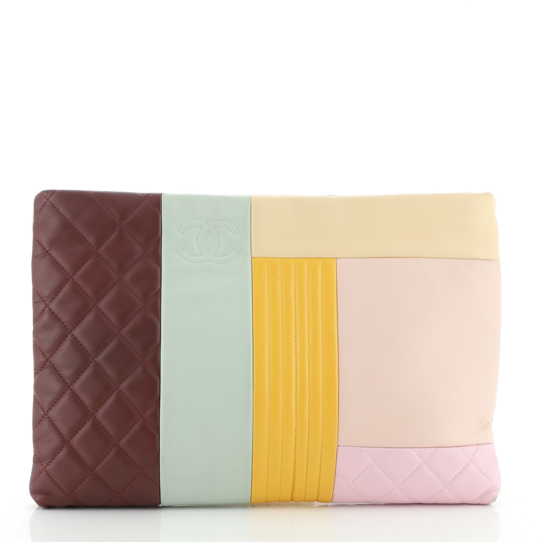 O Case Clutch Colorblock Leather Large