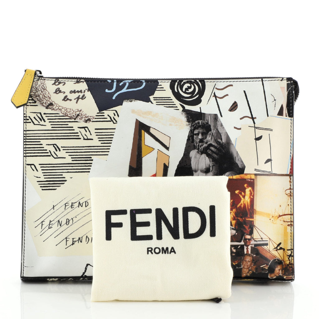 Karl Zip Clutch Printed Leather