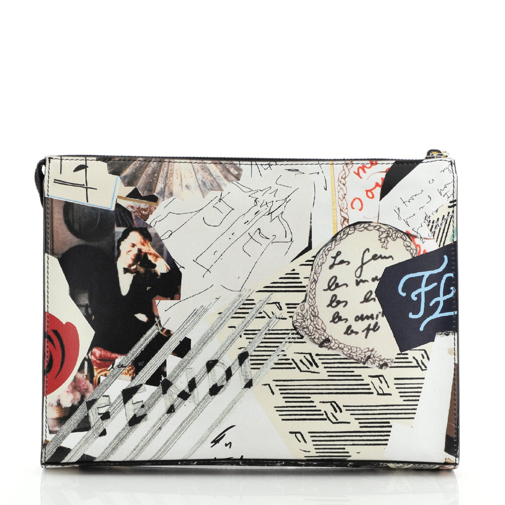 Karl Zip Clutch Printed Leather