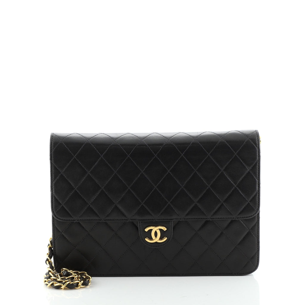 Vintage Clutch with Chain Quilted Leather Medium