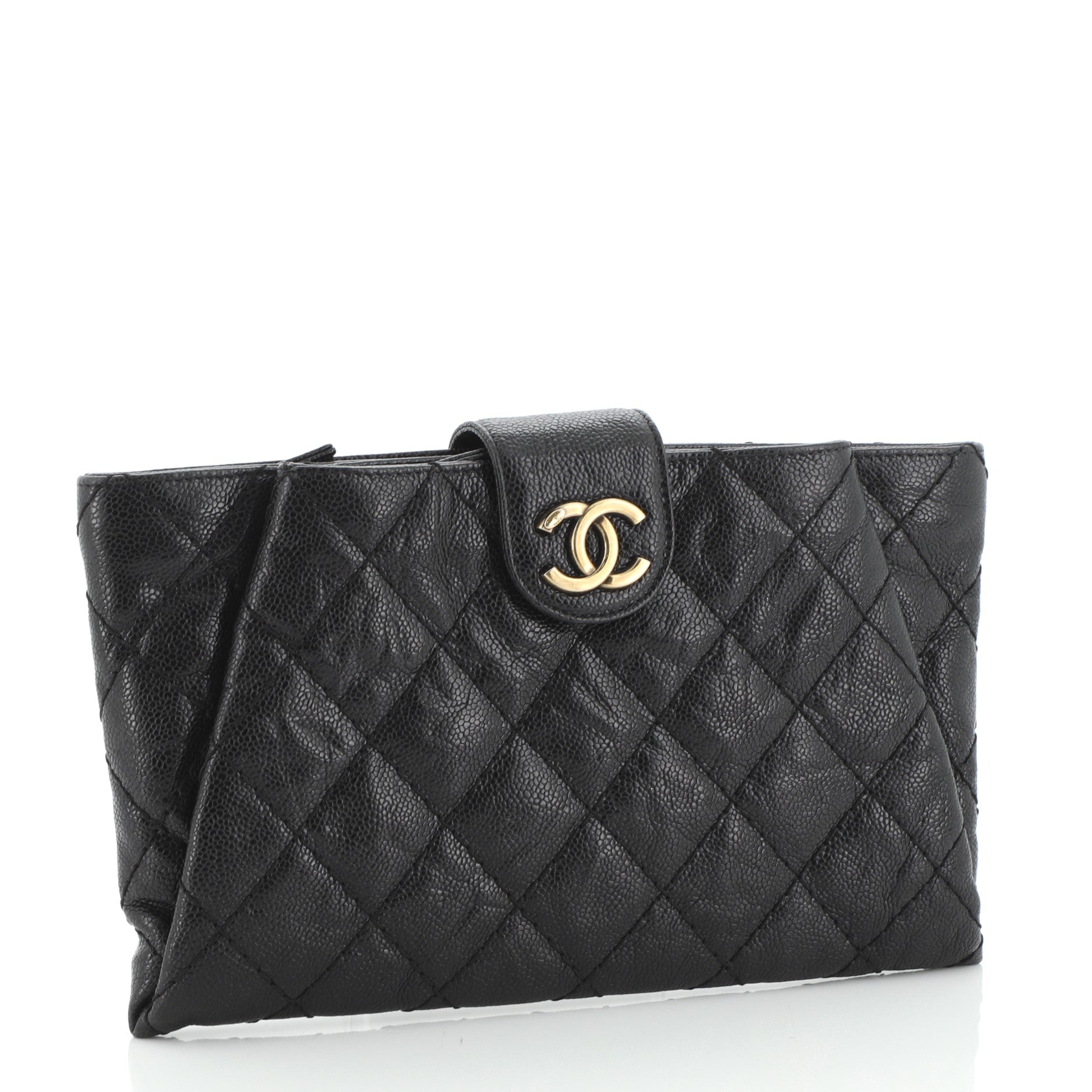 Coco Pleats Clutch Quilted Glazed Caviar