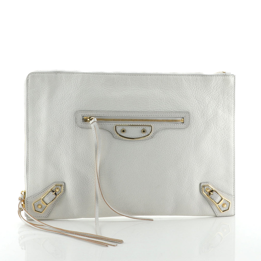 Zip Around Classic Metallic Edge Clutch Leather Medium
