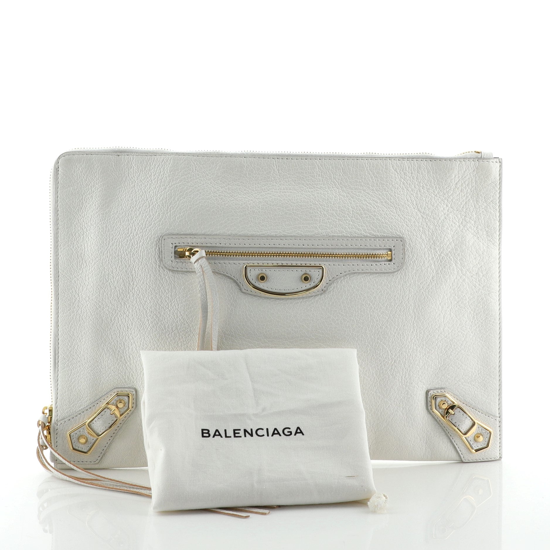 Zip Around Classic Metallic Edge Clutch Leather Medium
