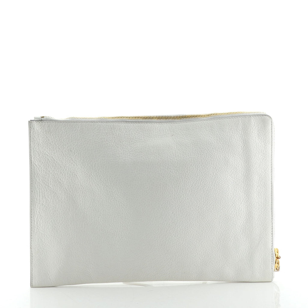 Zip Around Classic Metallic Edge Clutch Leather Medium