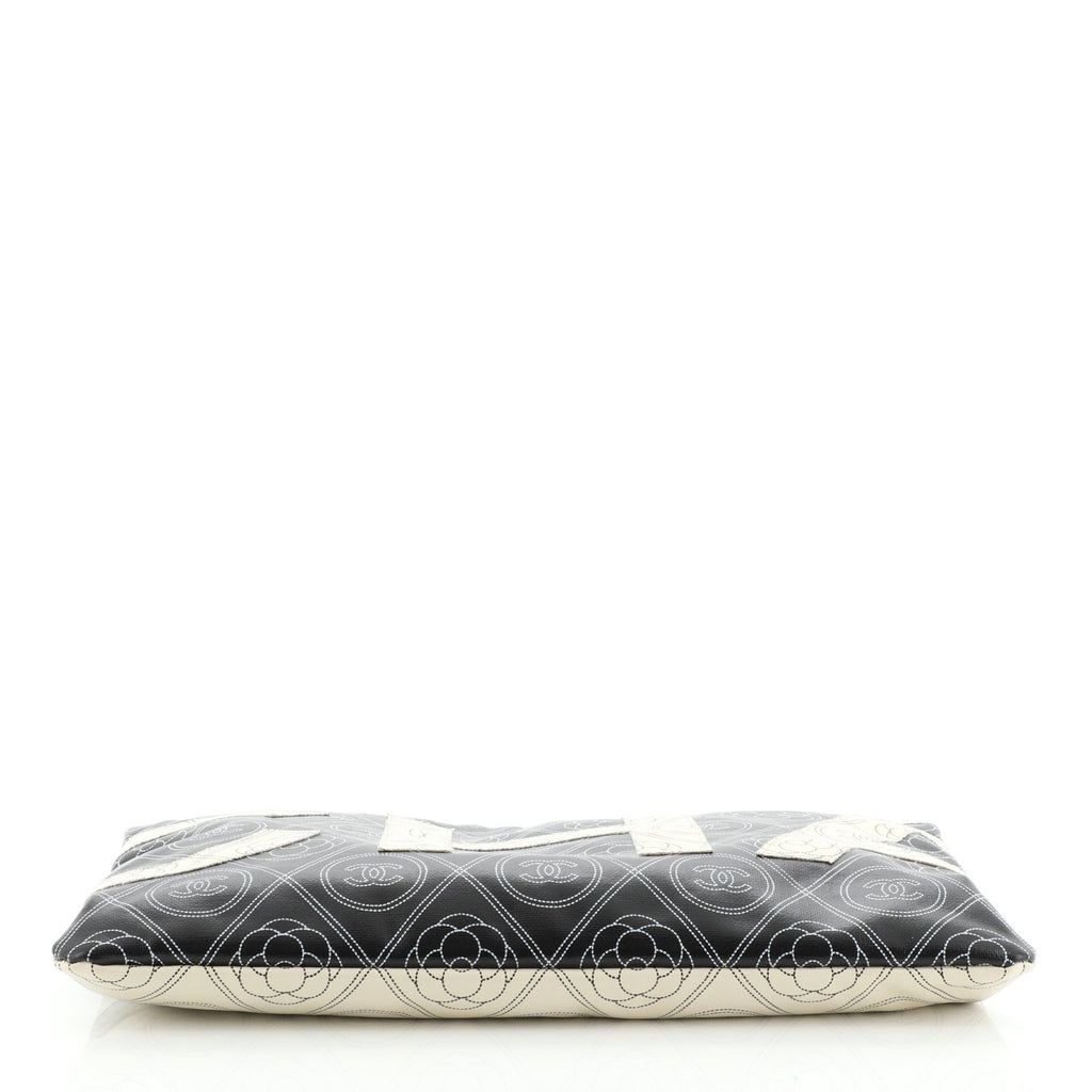 Camellia Logo Wristlet Clutch Printed Coated Canvas Large
