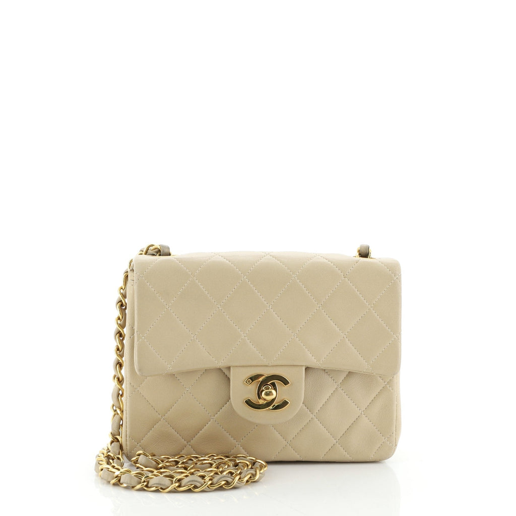 Vintage Square Classic Single Flap Bag Quilted Lambskin Mini