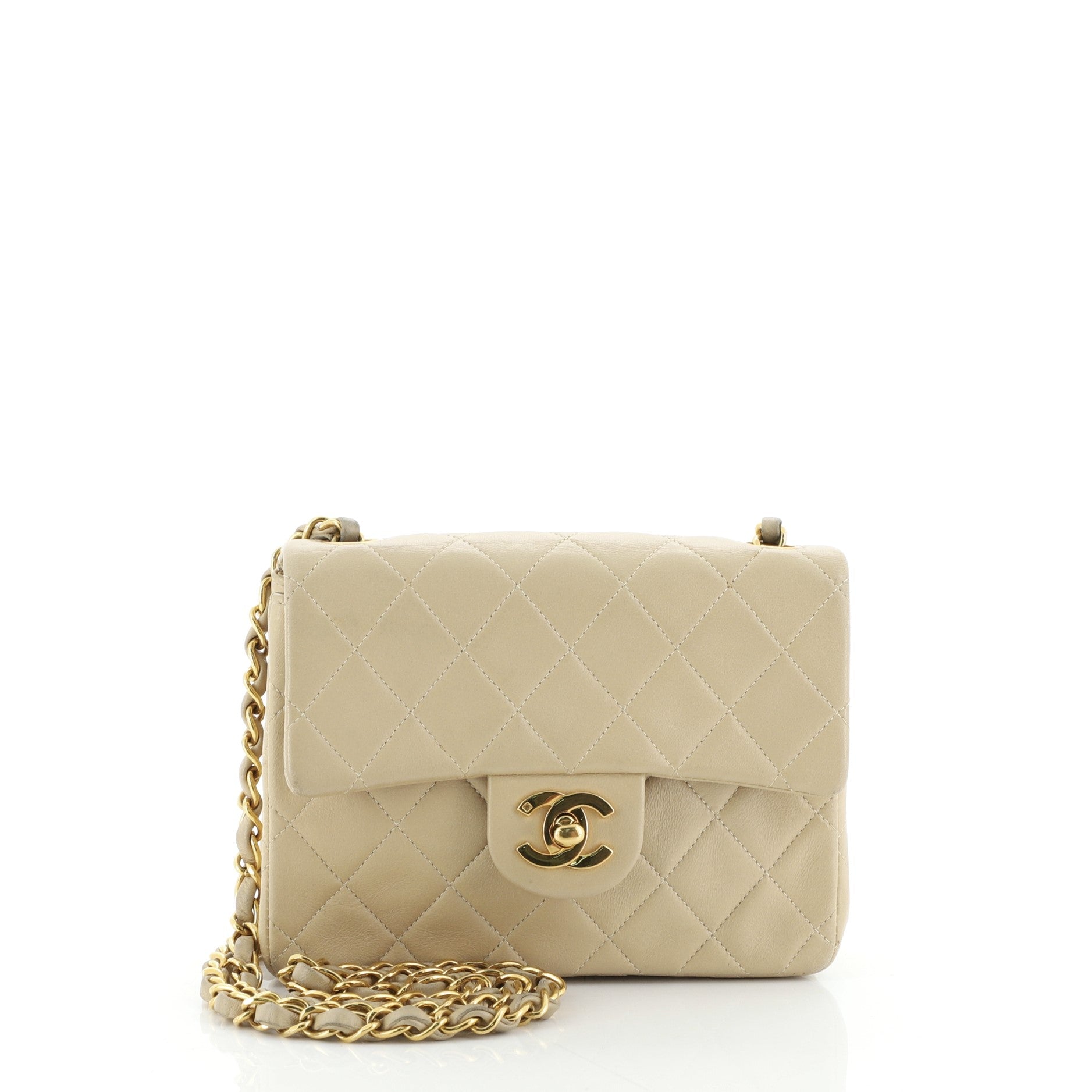 Vintage Square Classic Single Flap Bag Quilted Lambskin Mini