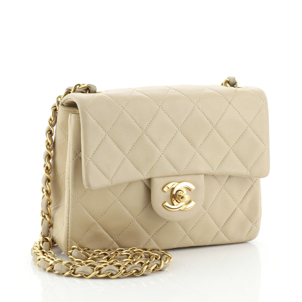 Vintage Square Classic Single Flap Bag Quilted Lambskin Mini