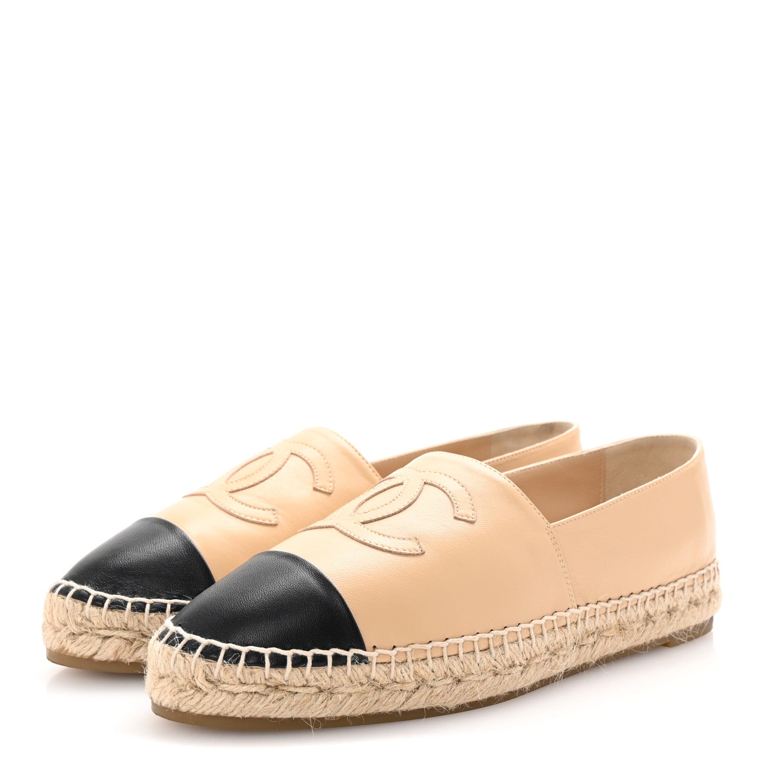 Lambskin CC Espadrilles 40 Beige Black
