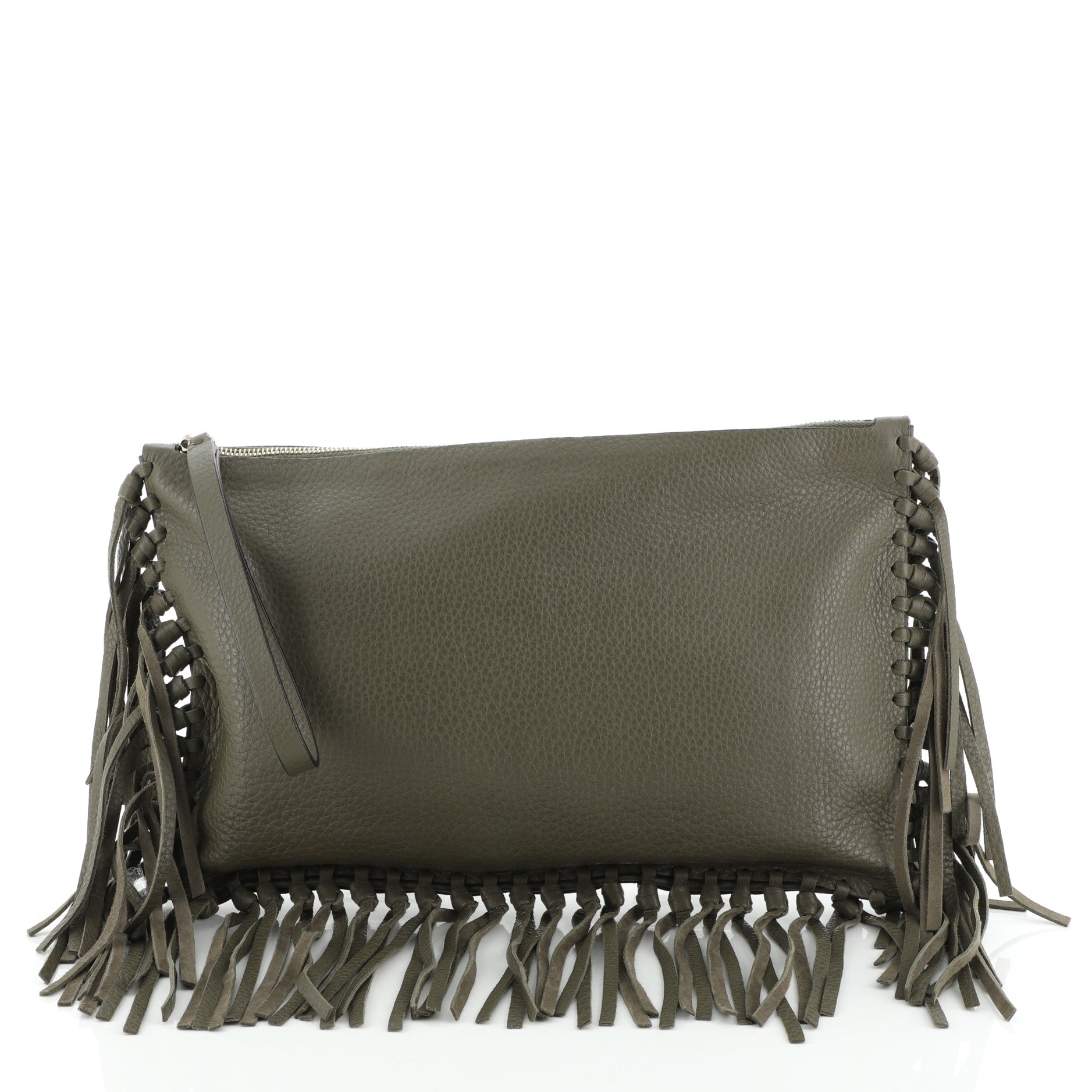 C Rockee Fringe Clutch Leather Medium