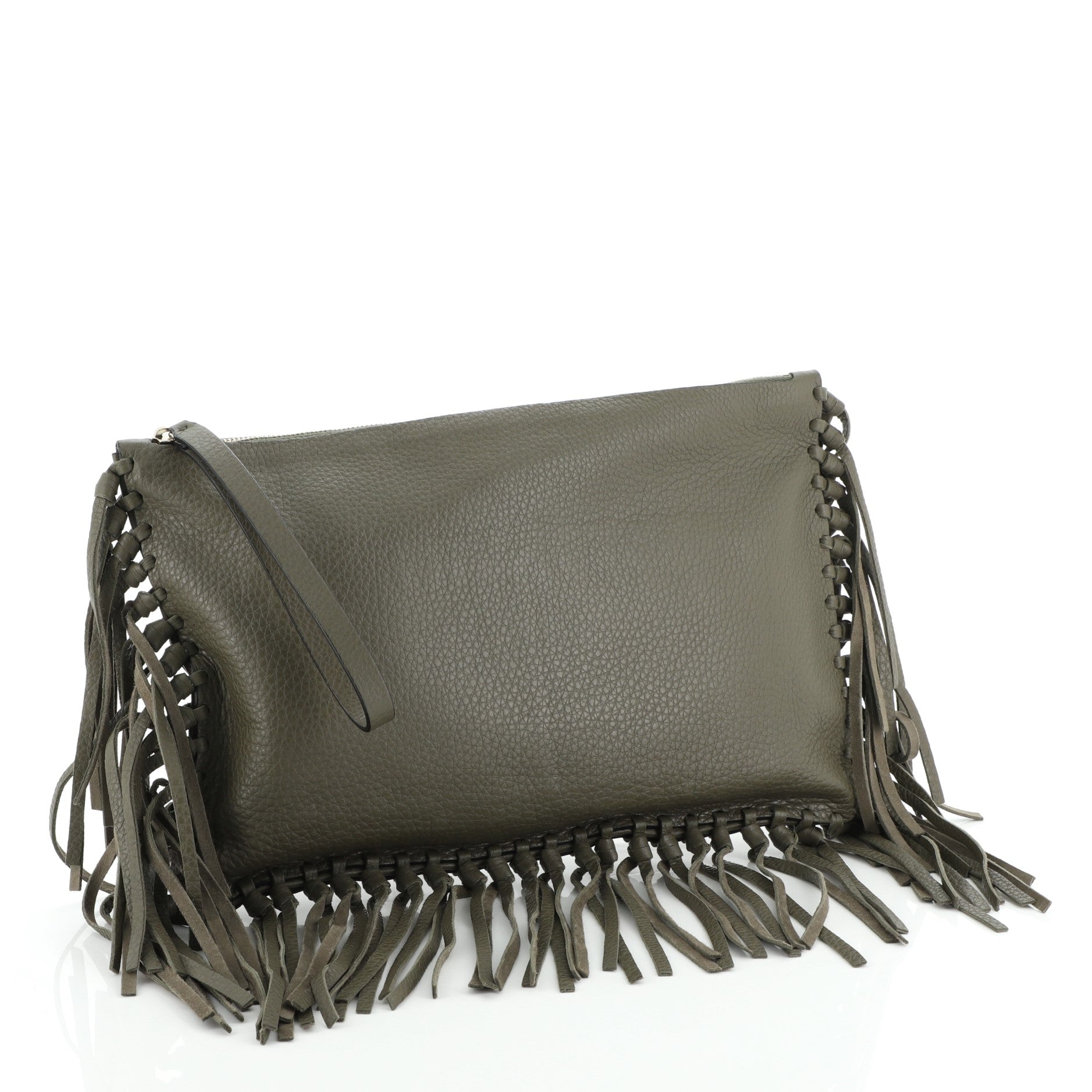 C Rockee Fringe Clutch Leather Medium