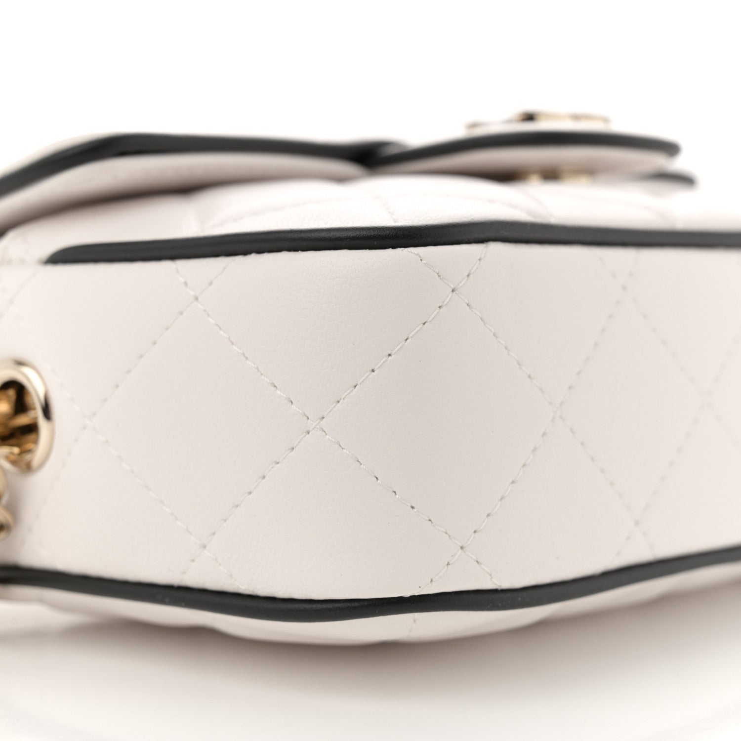 Lambskin Resin Quilted Chain Camera Bag White Black