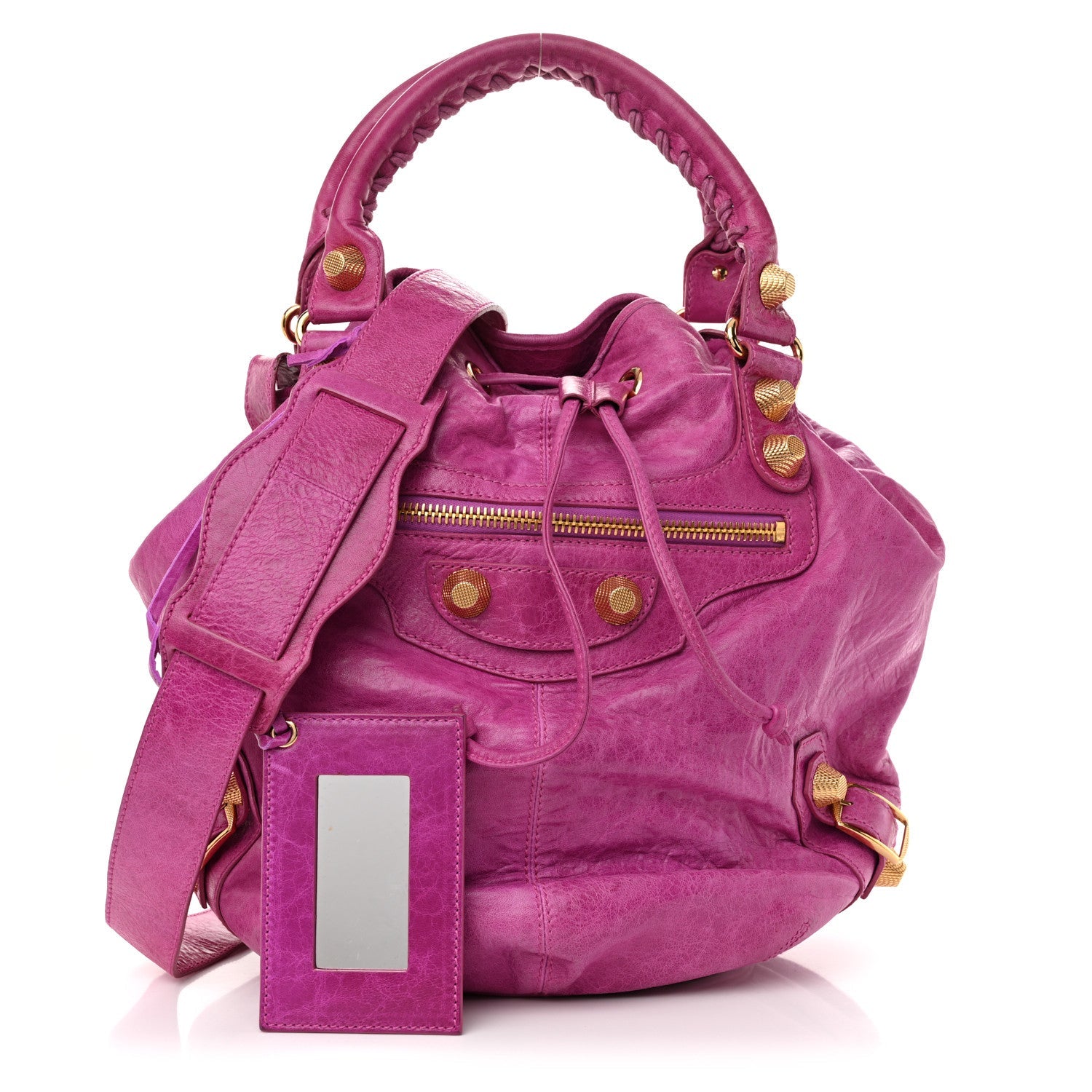 Agneau Giant 21 Gold Hardware Pompon Magenta