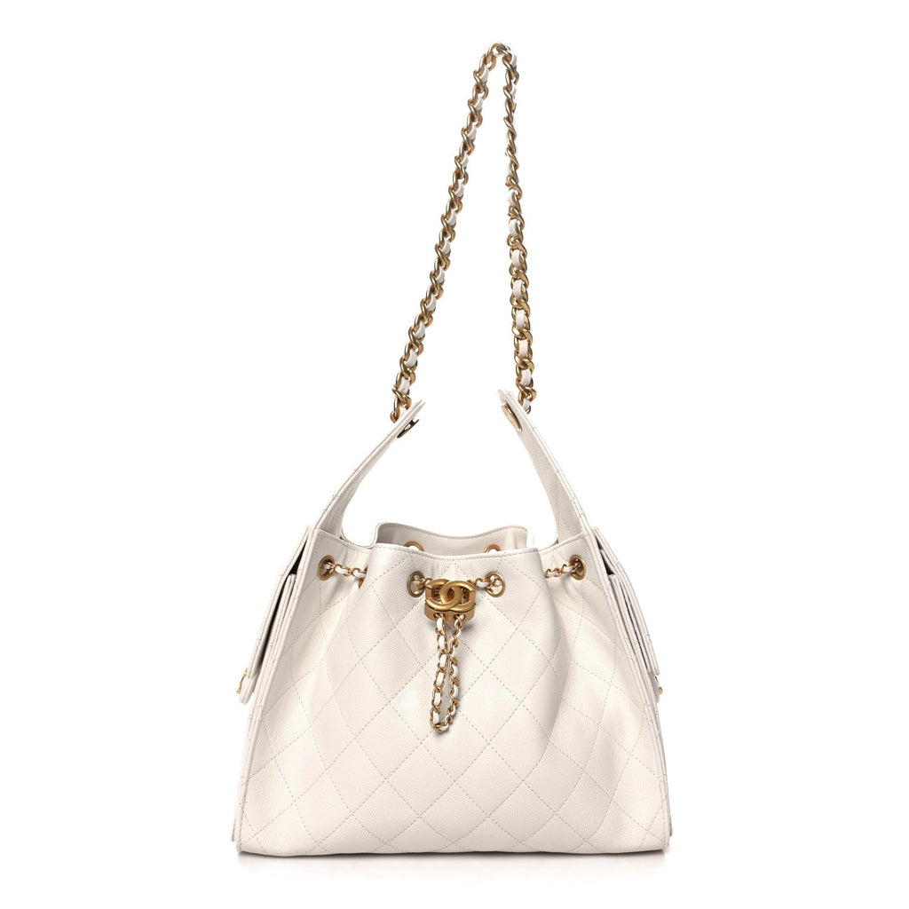 Caviar Quilted Small Chanel 25 Handbag White