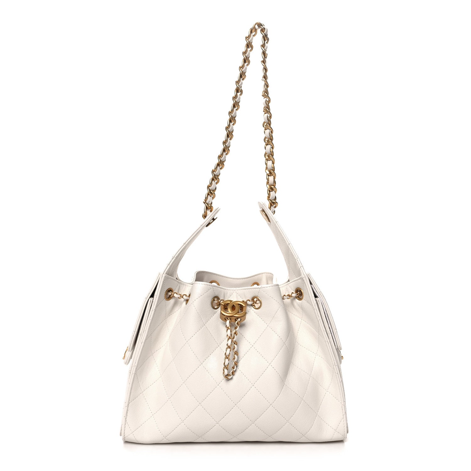 Caviar Quilted Small Chanel 25 Handbag White