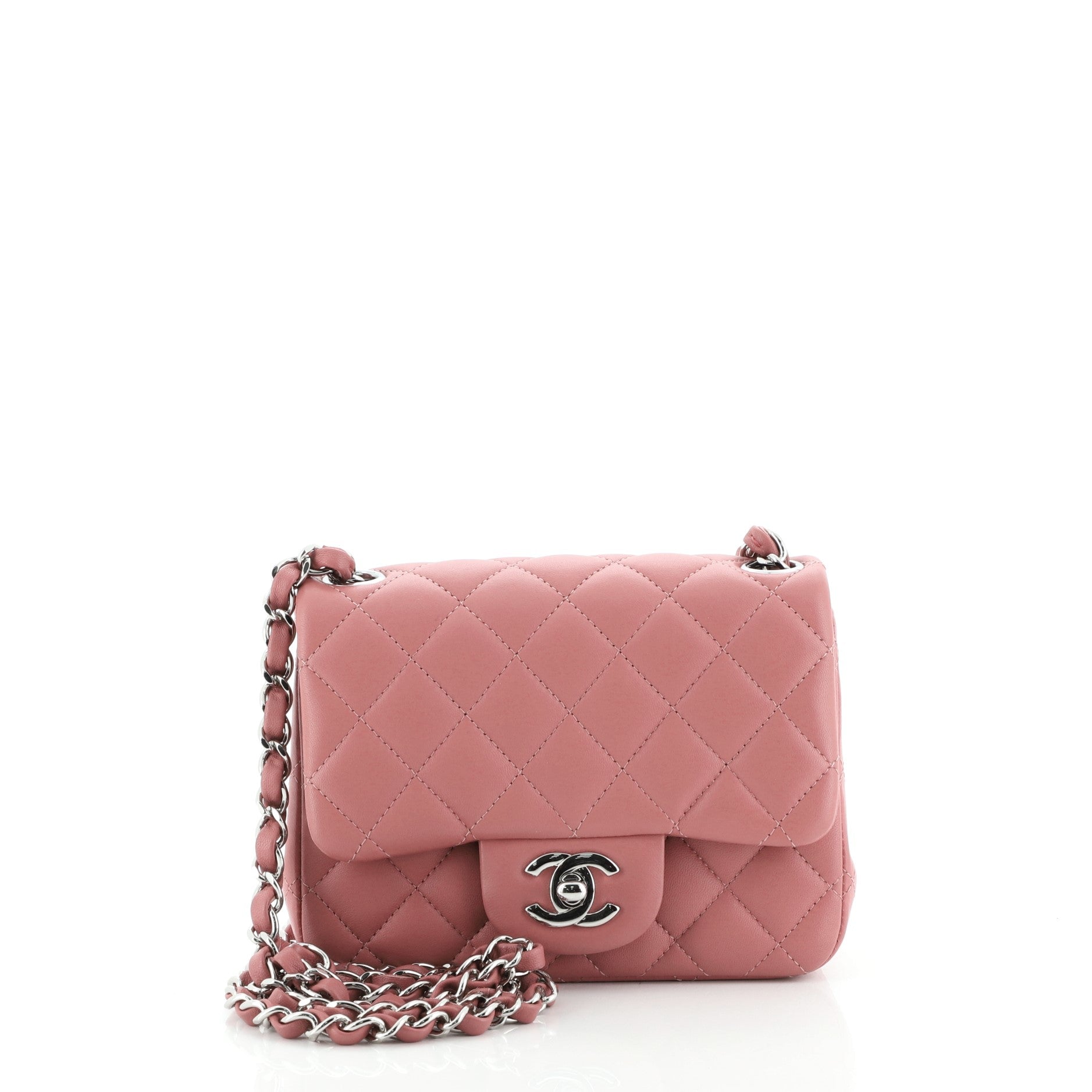 Square Classic Single Flap Bag Quilted Lambskin Mini