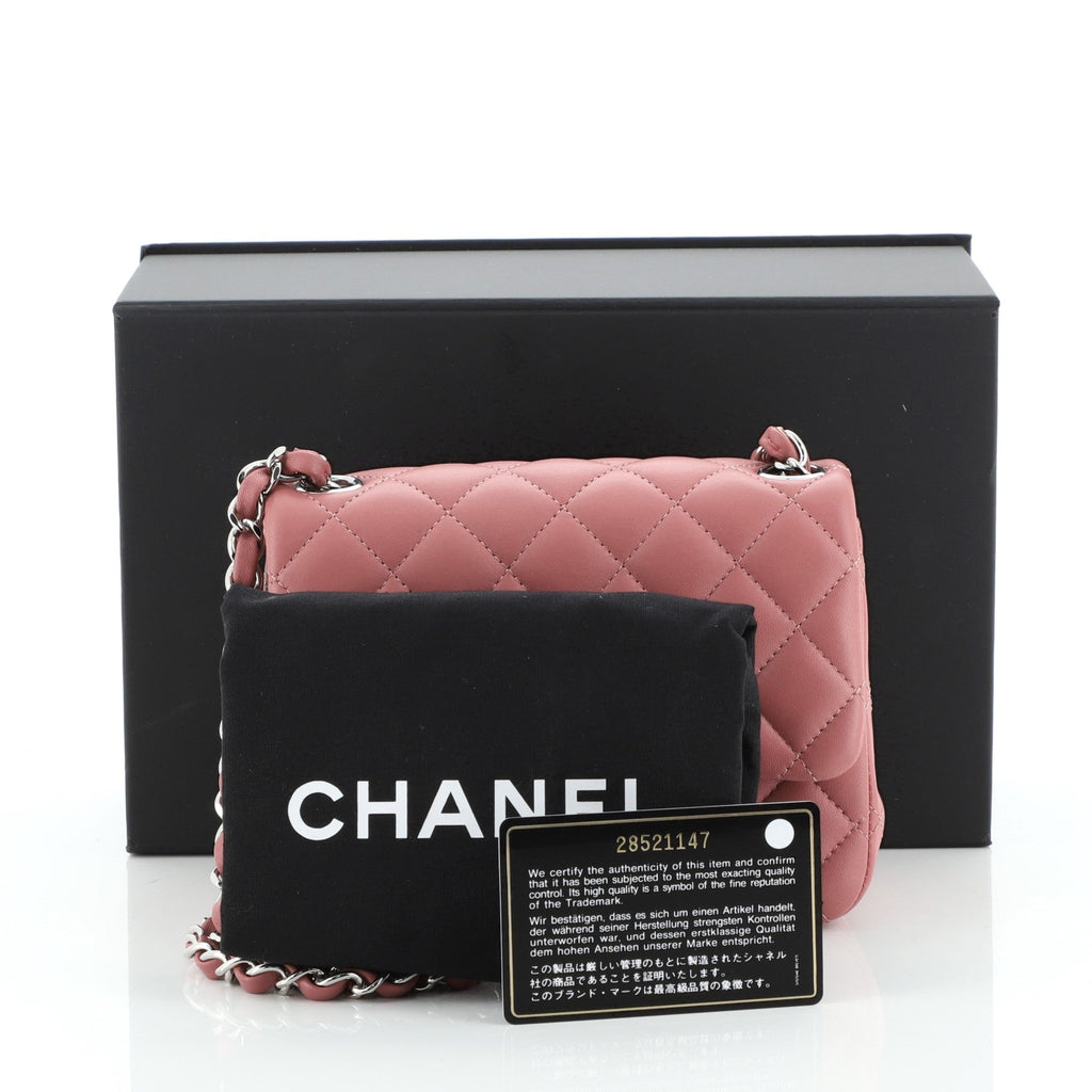 Square Classic Single Flap Bag Quilted Lambskin Mini