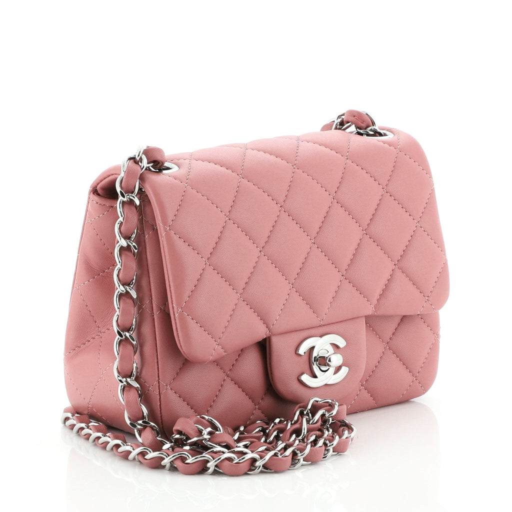 Square Classic Single Flap Bag Quilted Lambskin Mini