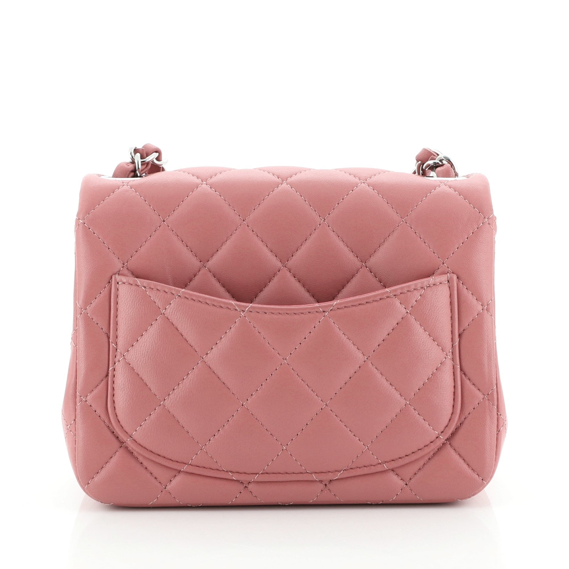Square Classic Single Flap Bag Quilted Lambskin Mini