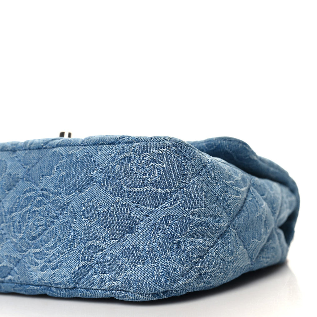 Denim Quilted Medium Camellia Sweetheart Flap Blue