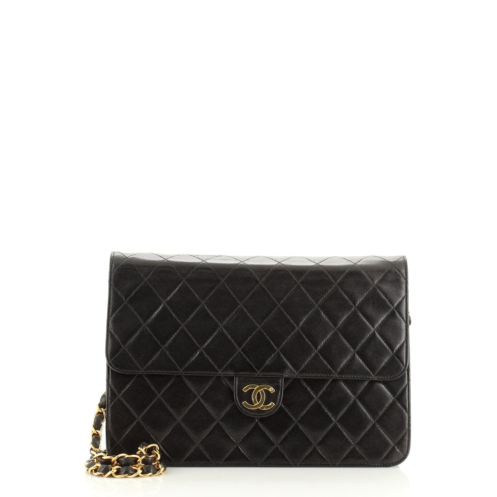 Vintage Clutch with Chain Quilted Leather Medium