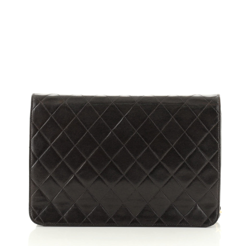 Vintage Clutch with Chain Quilted Leather Medium