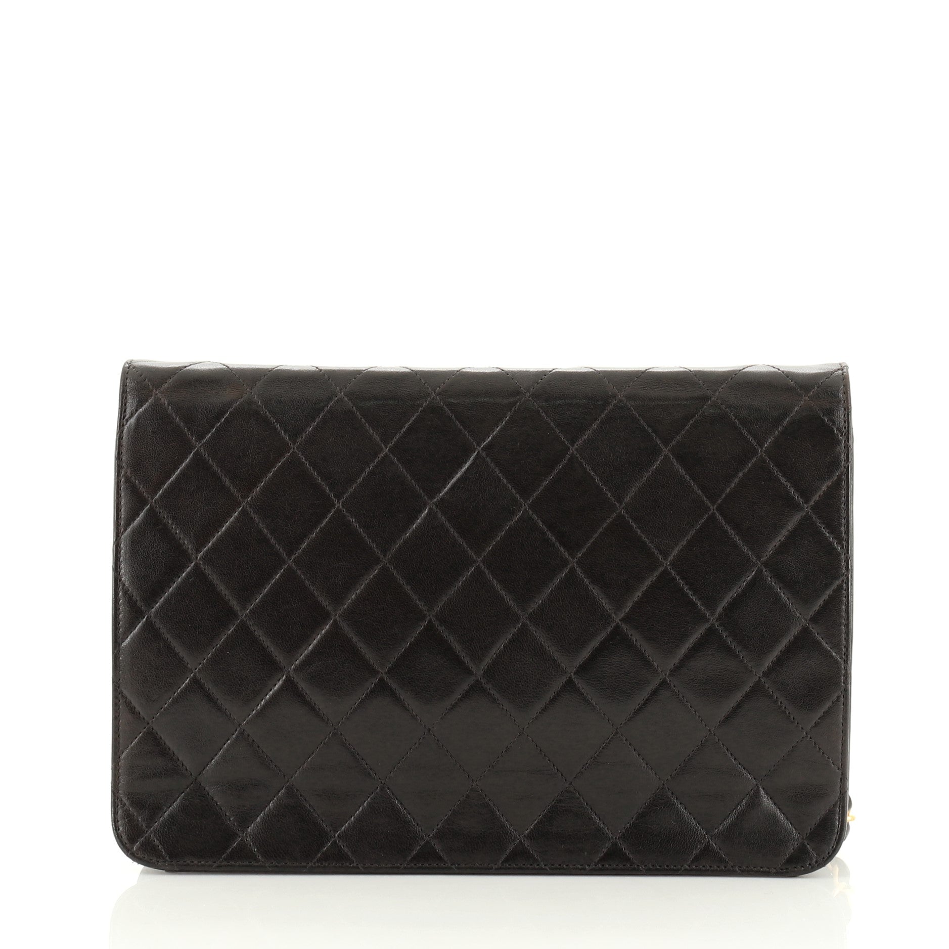 Vintage Clutch with Chain Quilted Leather Medium