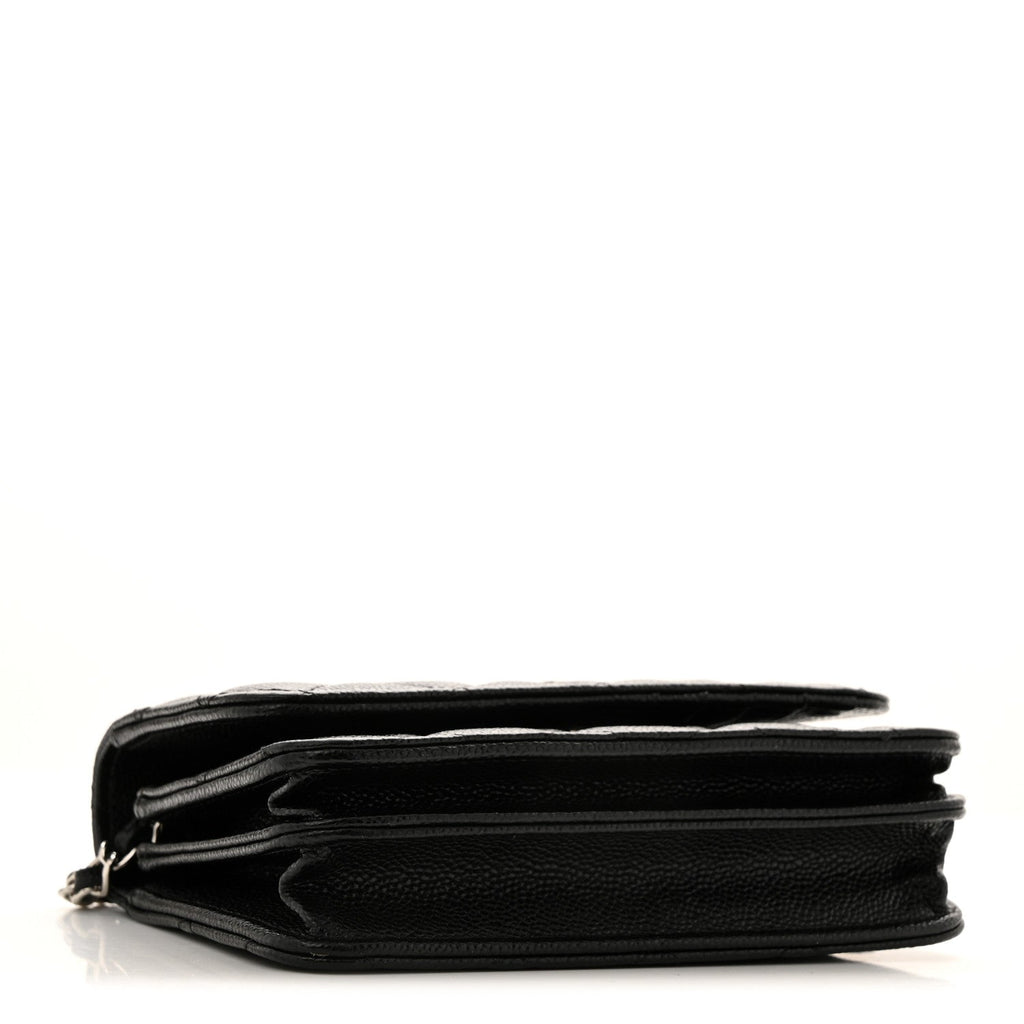 Caviar Quilted Mini Wallet On Chain WOC Black
