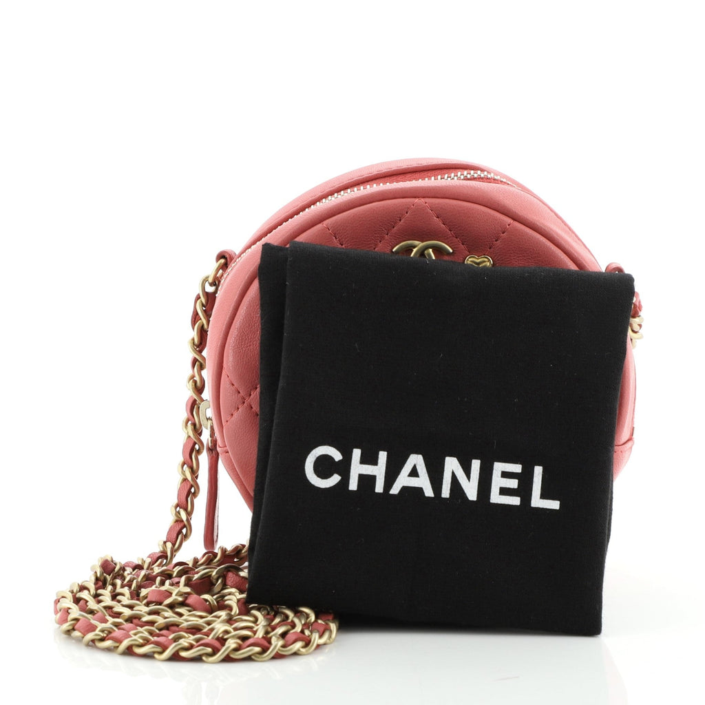 18K Charms Round Clutch With Chain Quilted Lambskin Mini