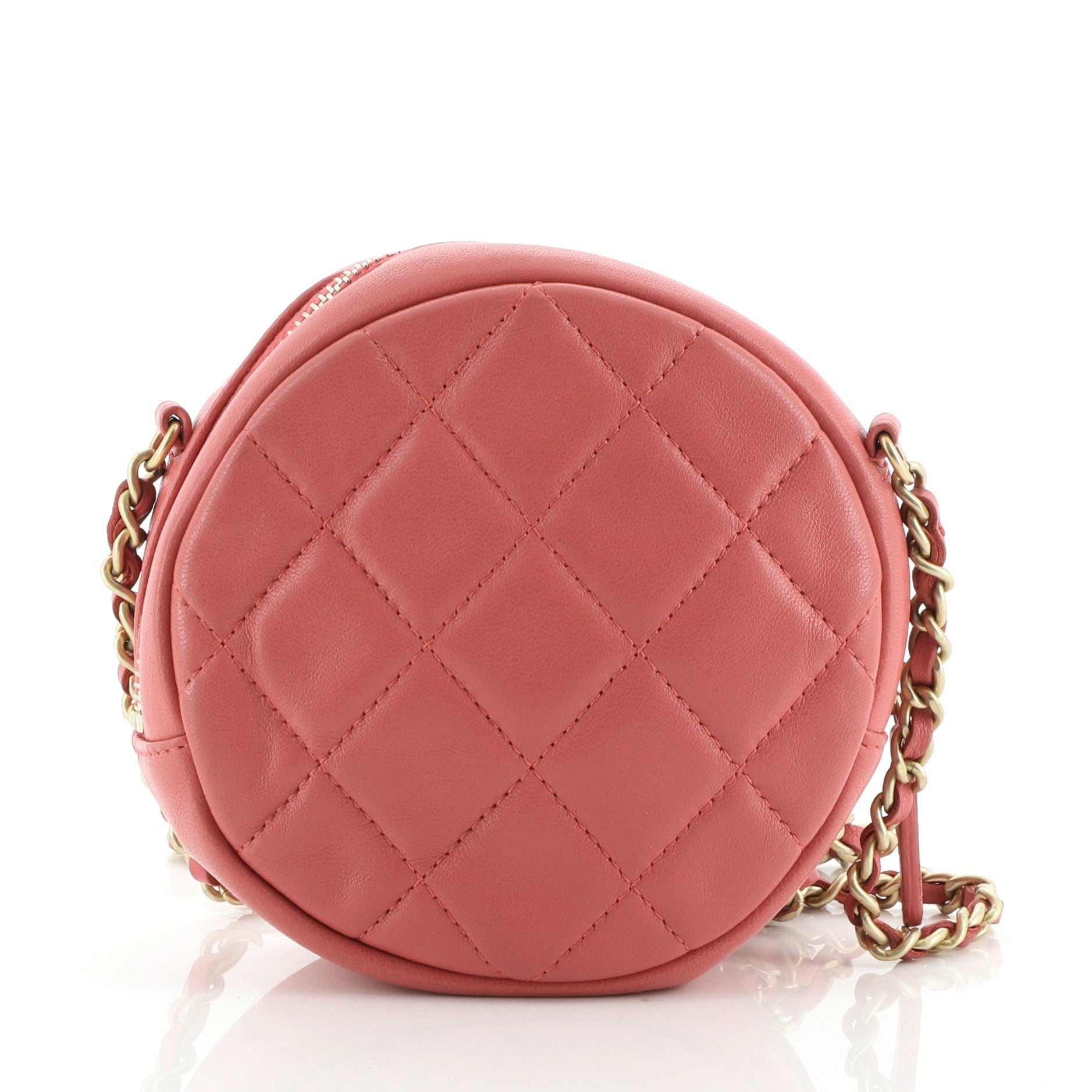 18K Charms Round Clutch With Chain Quilted Lambskin Mini