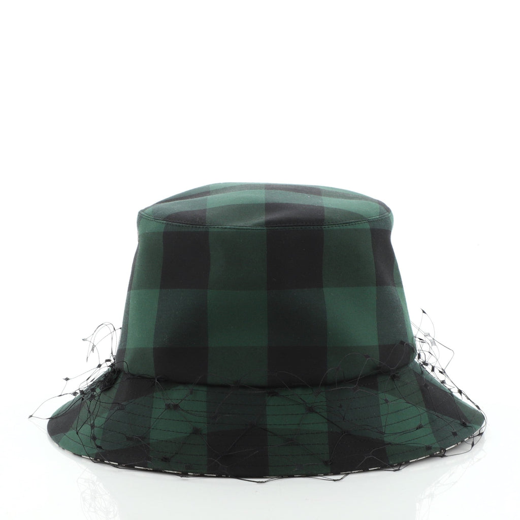 Teddy D Bucket Hat Check Canvas with Veil Large