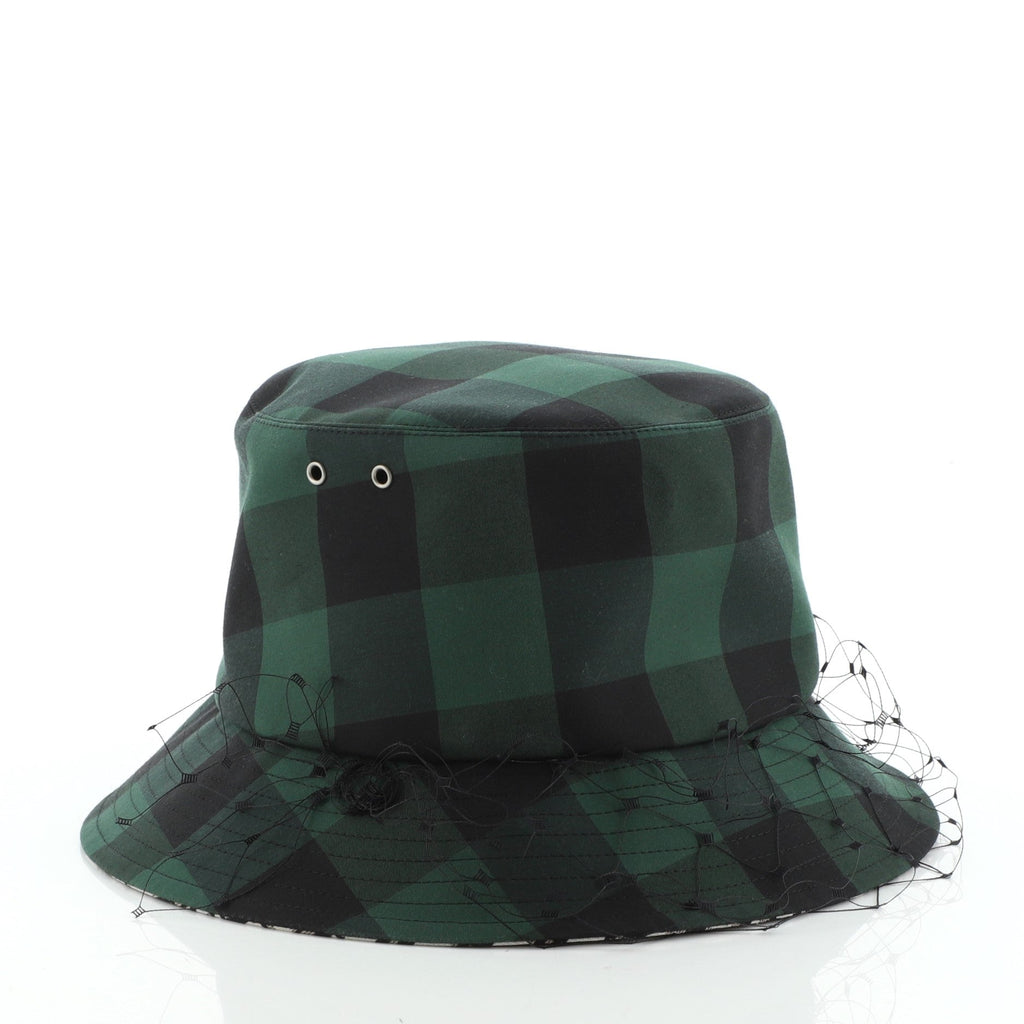 Teddy D Bucket Hat Check Canvas with Veil Large