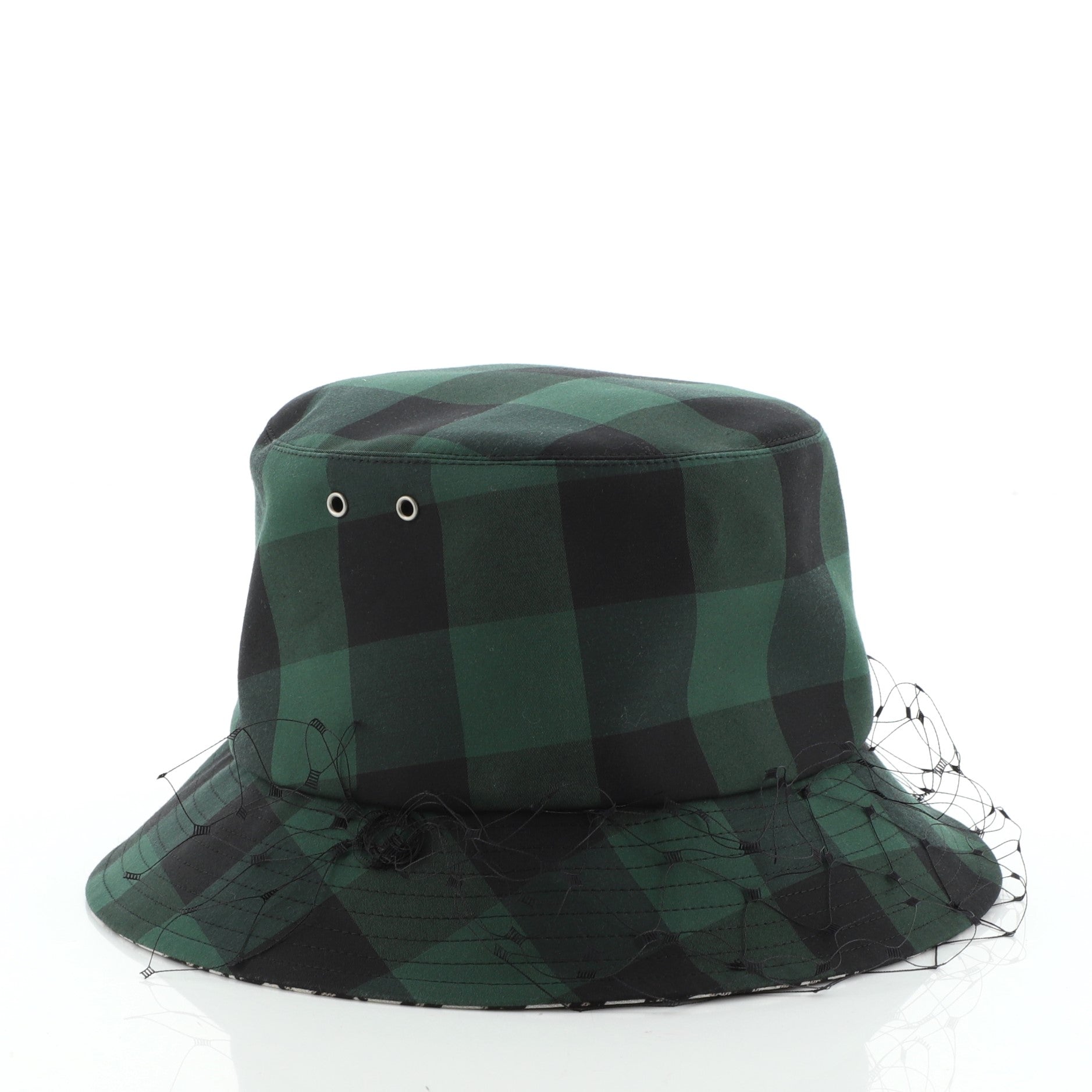 Teddy D Bucket Hat Check Canvas with Veil Large