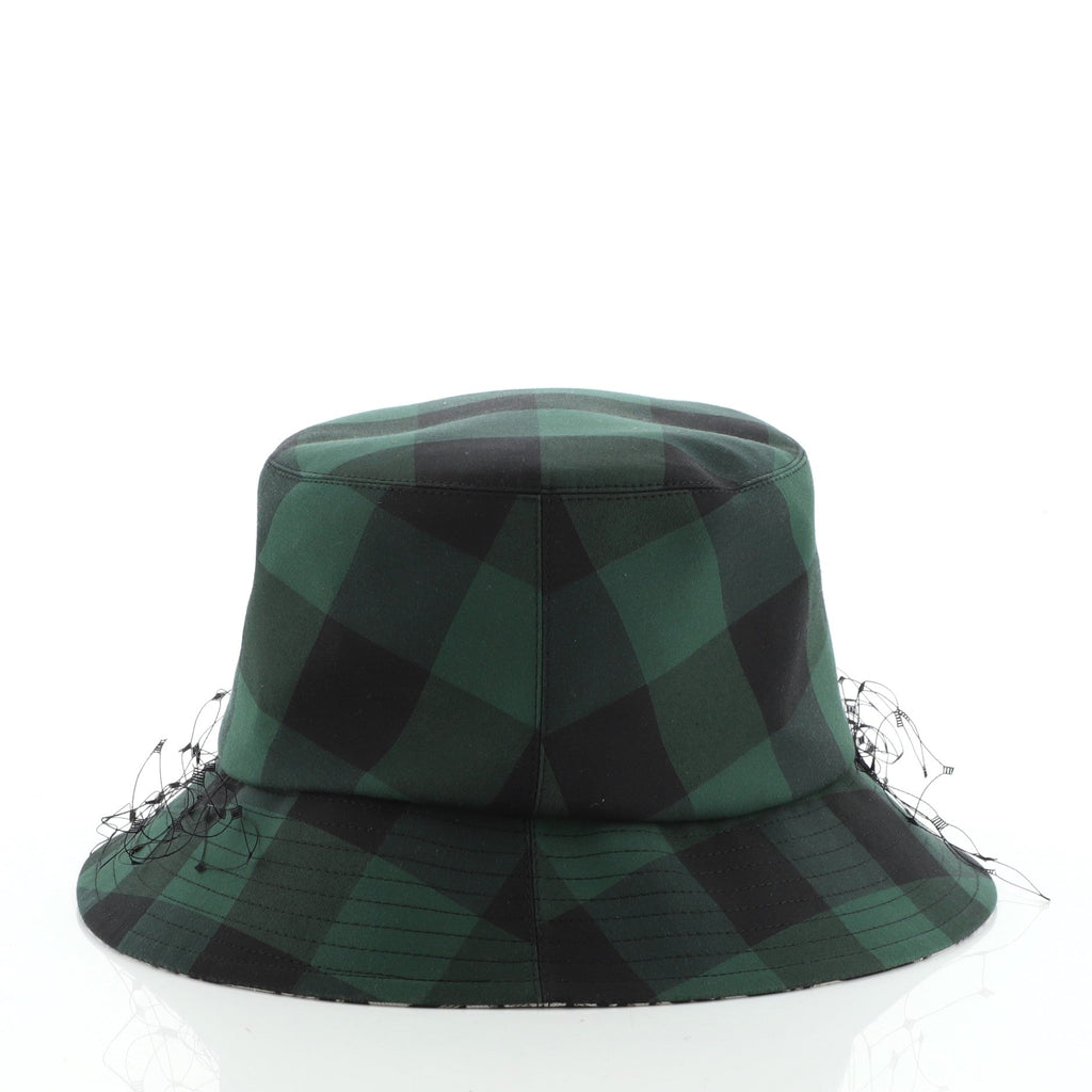 Teddy D Bucket Hat Check Canvas with Veil Large