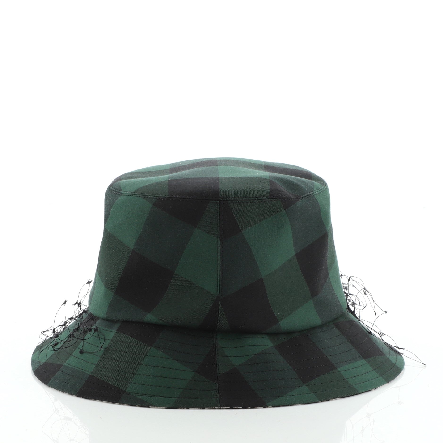 Teddy D Bucket Hat Check Canvas with Veil Large