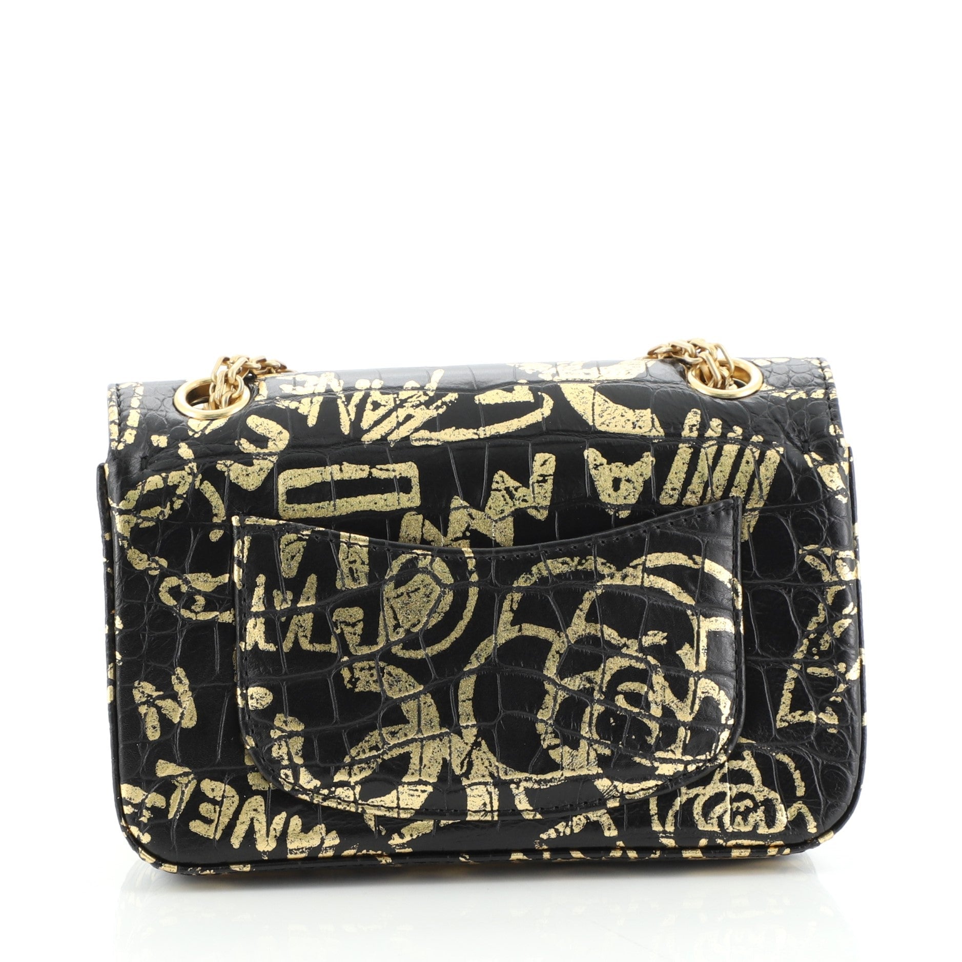 Reissue 2.55 Flap Bag Graffiti Crocodile Embossed Calfskin Mini