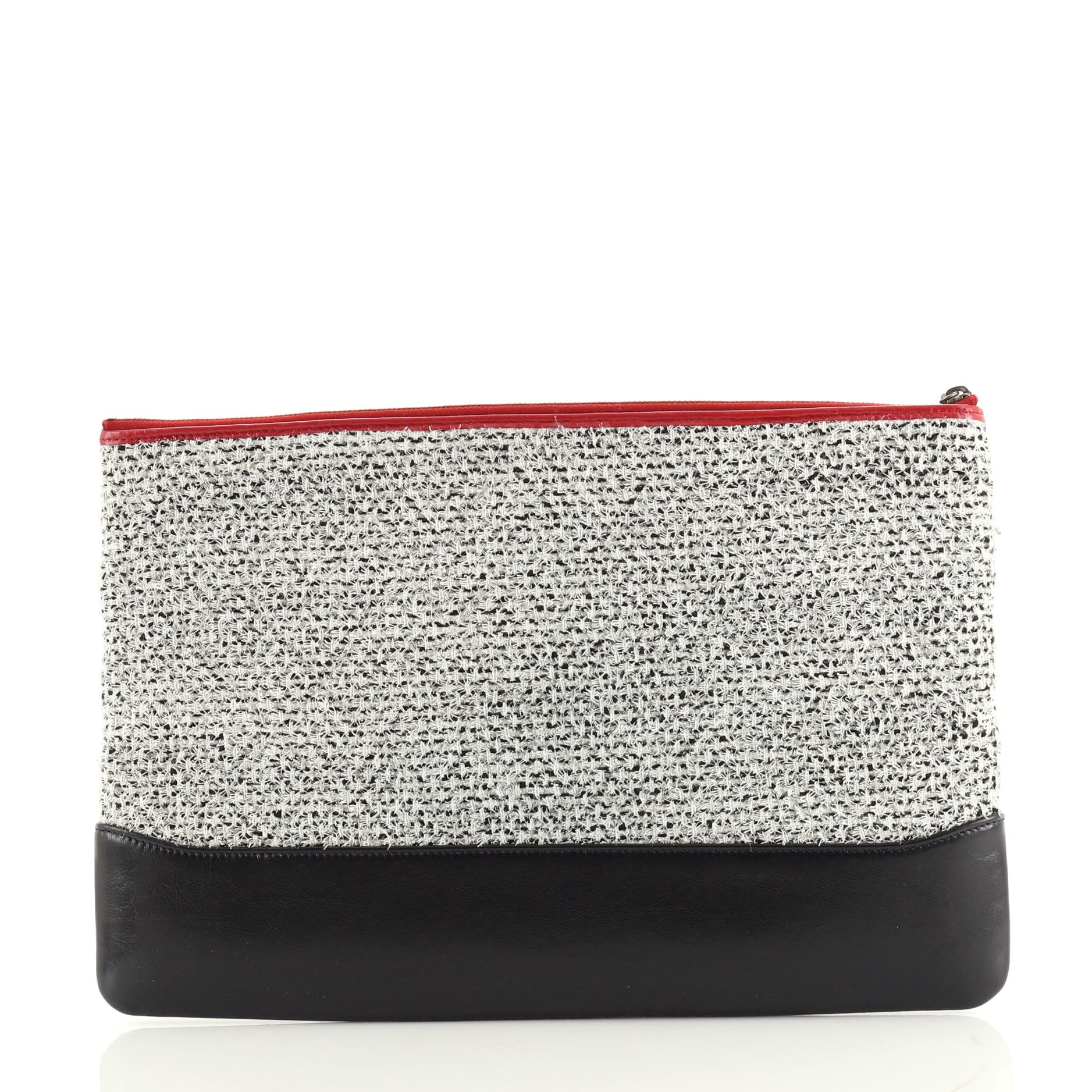 Gabrielle Logo O Case Clutch Quilted Tweed and Calfskin Large