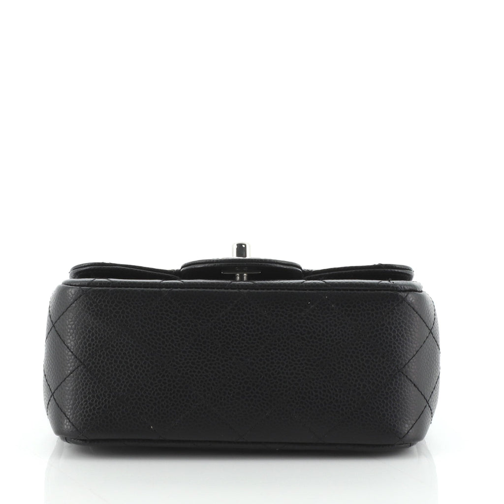 Square Classic Single Flap Bag Quilted Caviar Mini