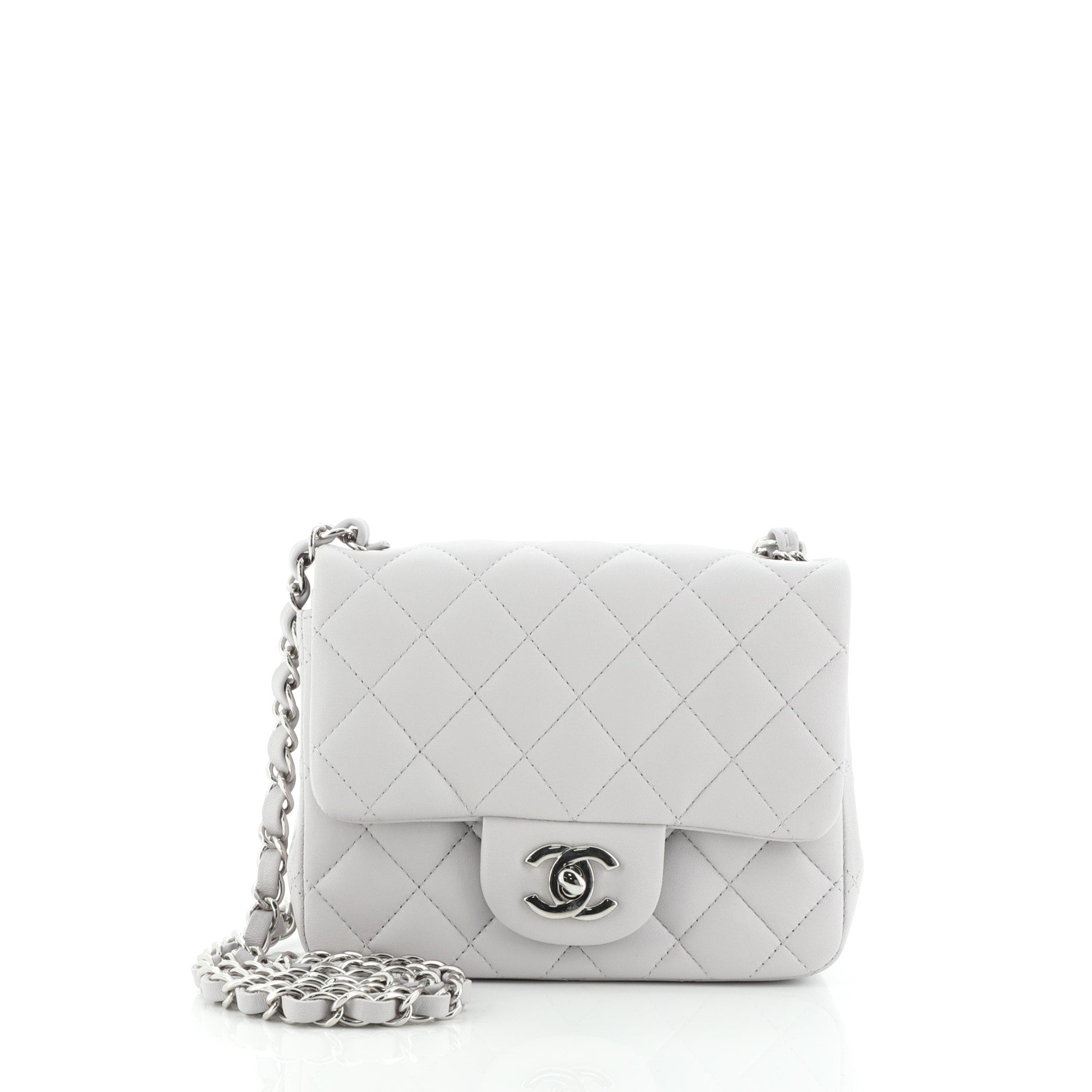 Square Classic Single Flap Bag Quilted Lambskin Mini
