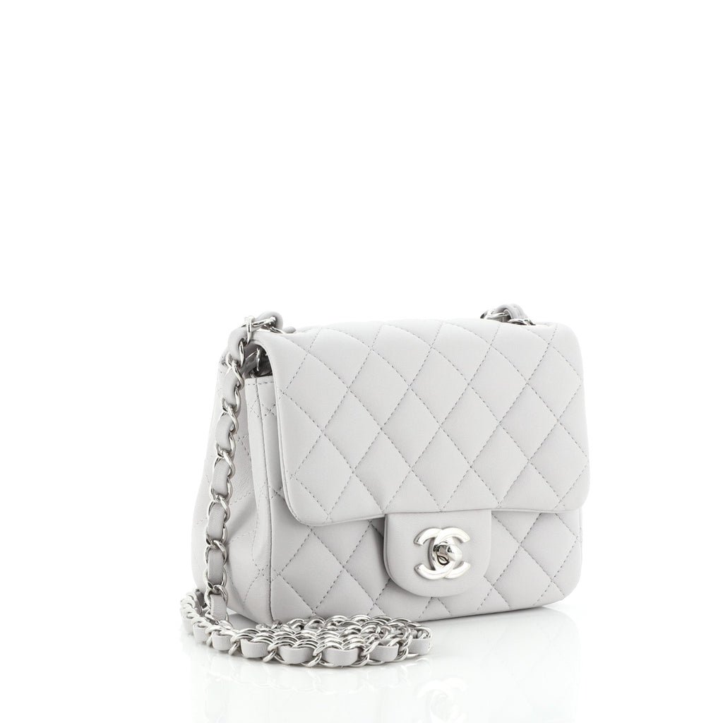 Square Classic Single Flap Bag Quilted Lambskin Mini