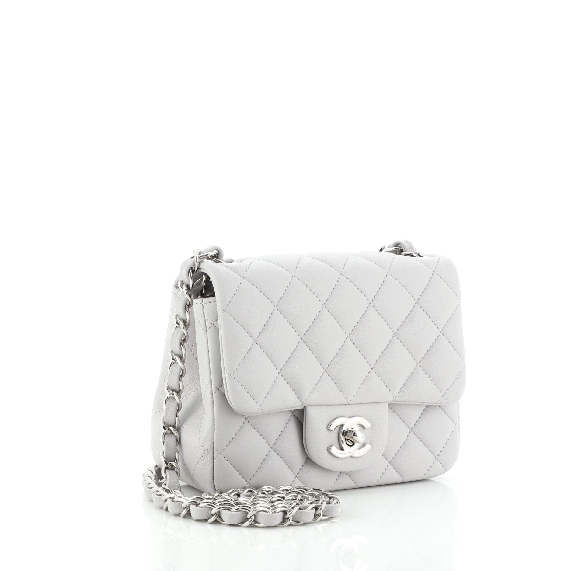 Square Classic Single Flap Bag Quilted Lambskin Mini