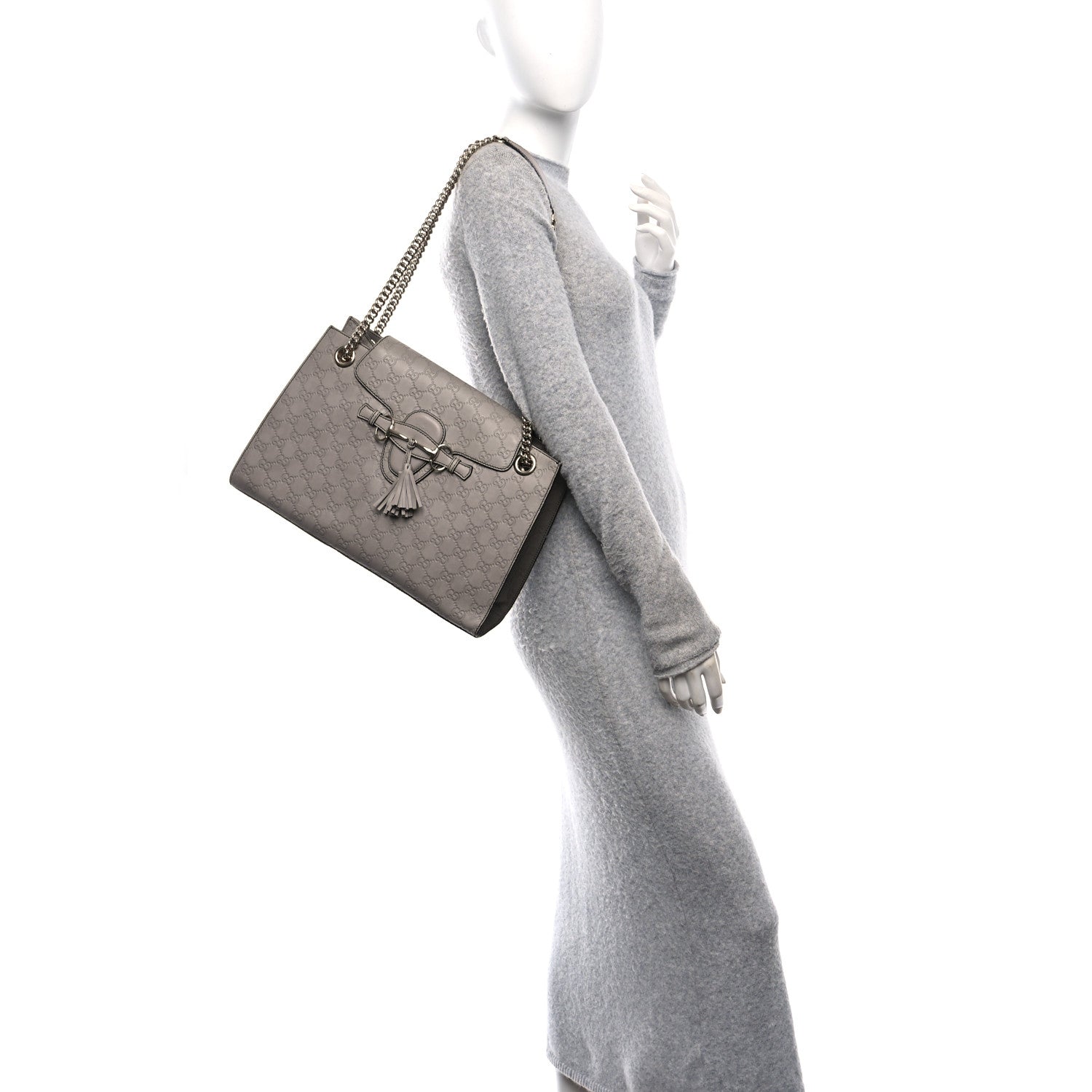 Soft Guccissima Large Emily Chain Shoulder Bag Storm Grey