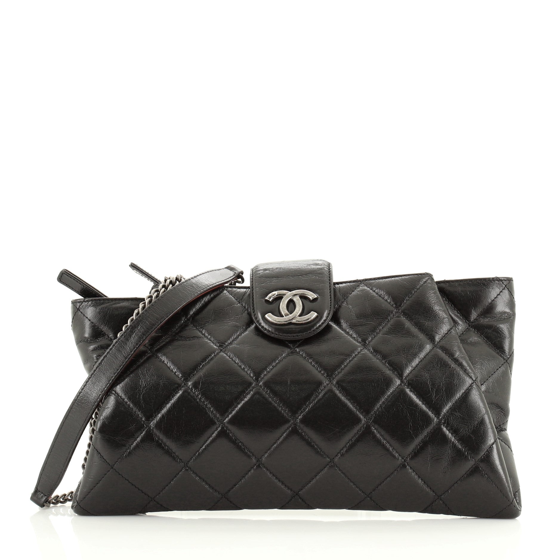 Duo Color Chain Clutch Quilted Glazed Calfskin Medium