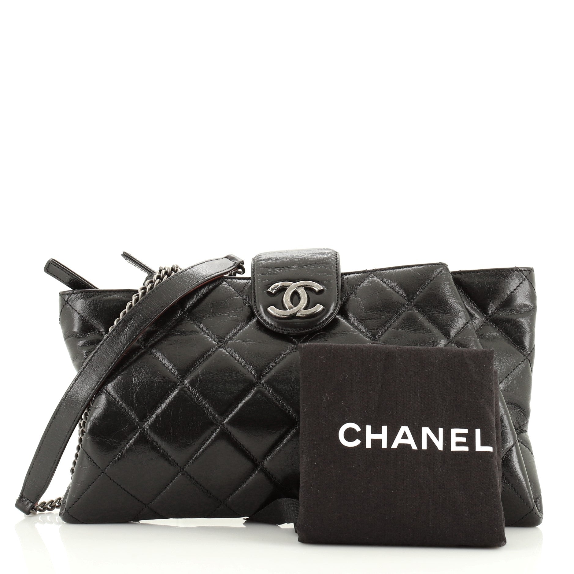 Duo Color Chain Clutch Quilted Glazed Calfskin Medium