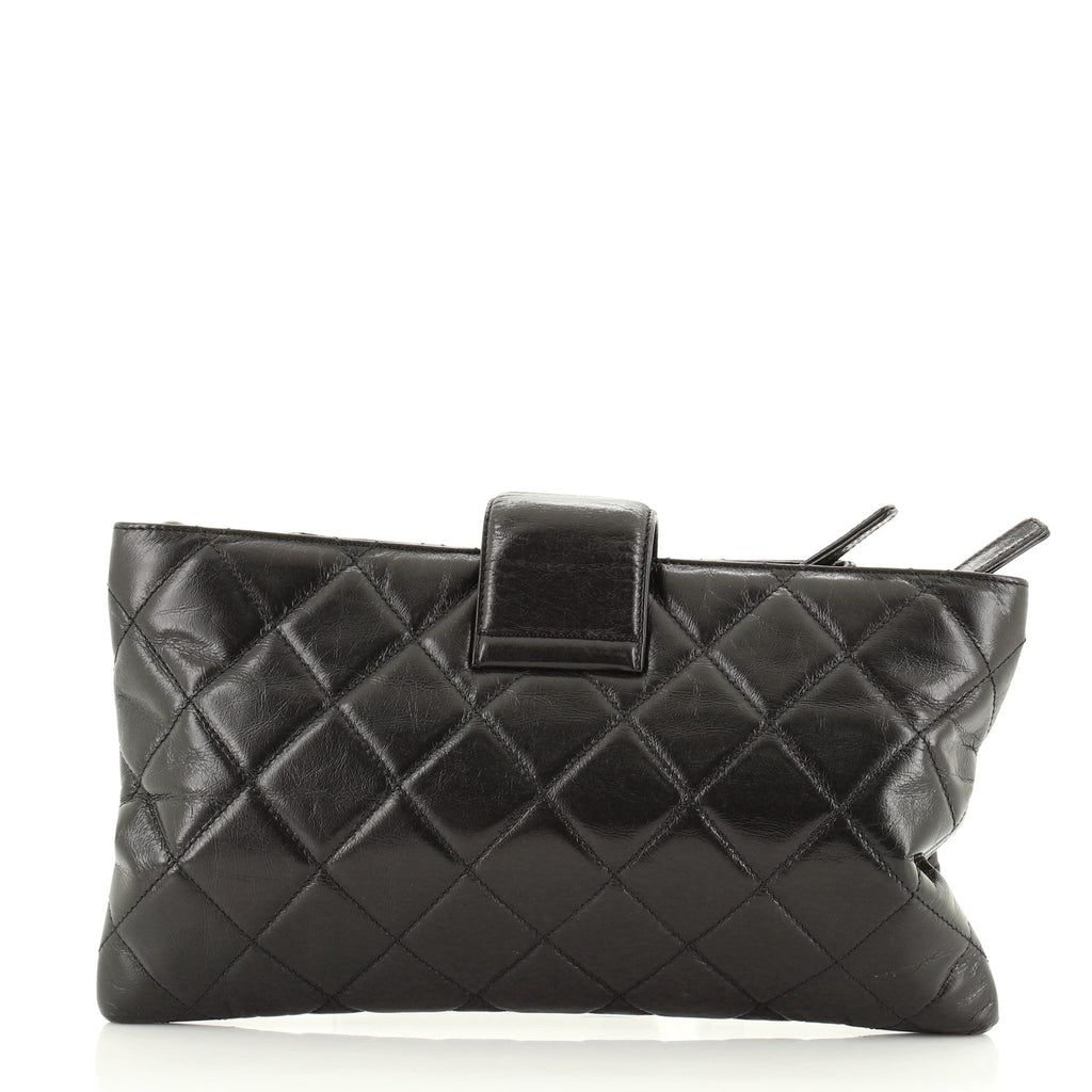 Duo Color Chain Clutch Quilted Glazed Calfskin Medium