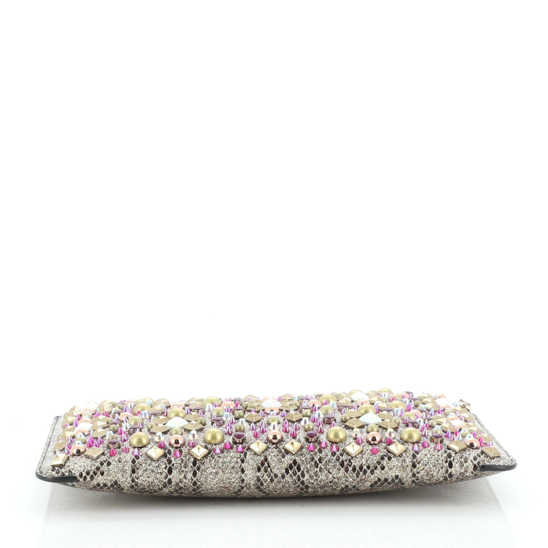 Loubiclutch Spiked Python Embossed Leather