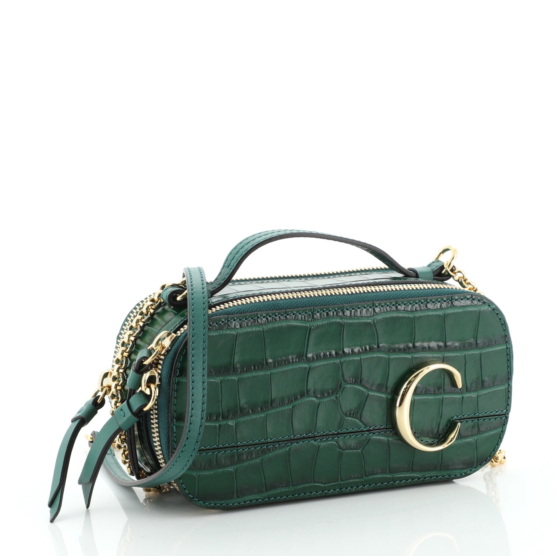 C Vanity Bag Crocodile Embossed Leather Mini