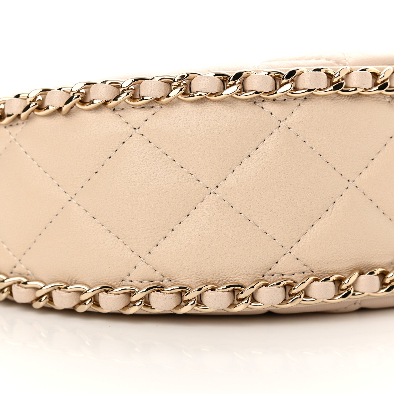 Lambskin Quilted Small Hobo Bag Light Beige