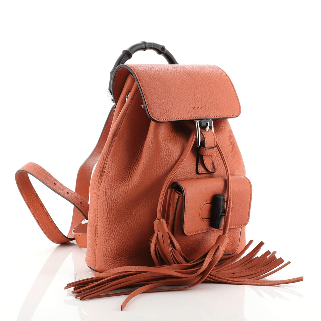 Bamboo Tassel Backpack Leather Mini